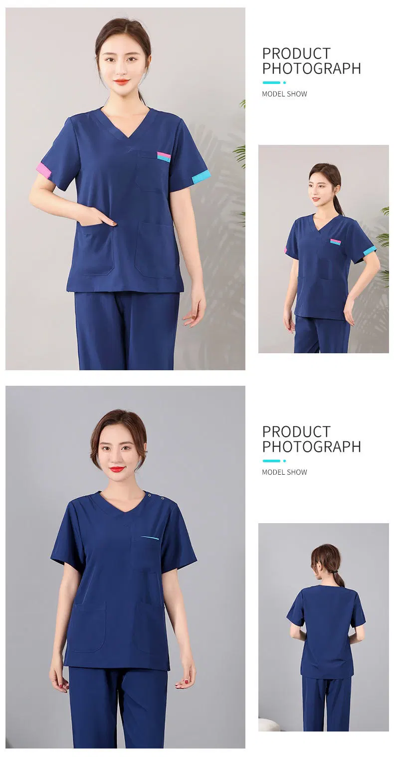 Women&prime;s Scrub Set Doctor Nurse Uniform Hospital Tops Pants Suits Working Clothes