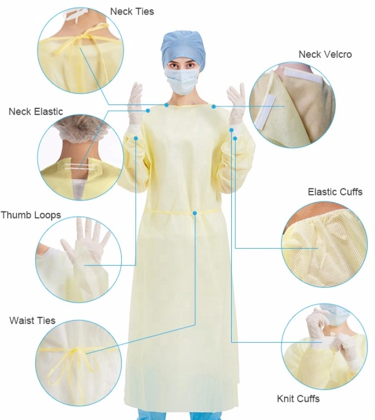 Thin Dental Protective Hospital Patient Gowns Disposable Isolation Clothing PE