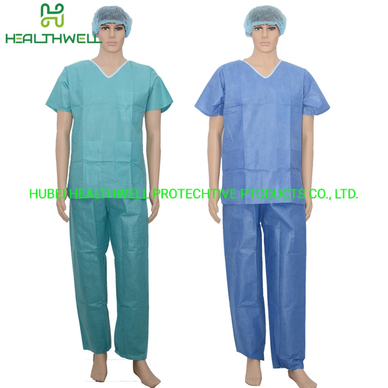 Factory Supply Round Collar for Hospital Operation Disposable Coveralls Scrub Clothing Nurse