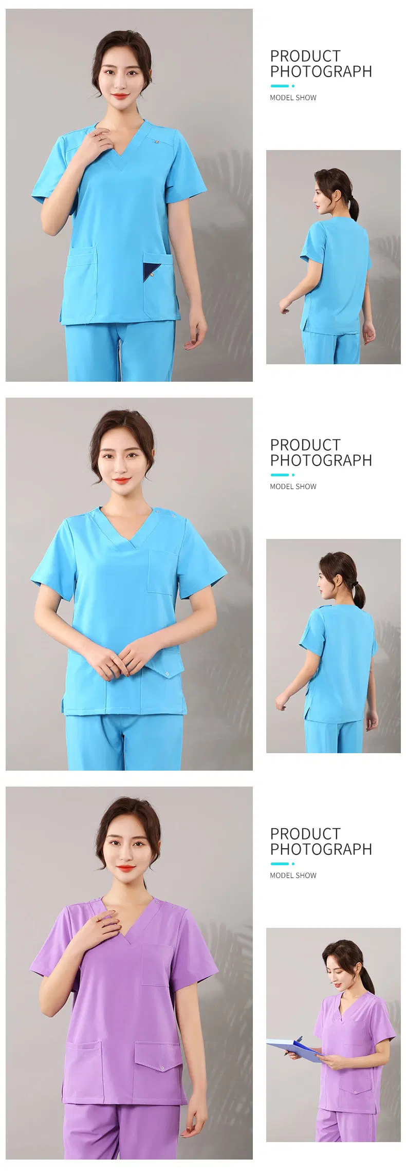 Women&prime;s Scrub Set Doctor Nurse Uniform Hospital Tops Pants Suits Working Clothes