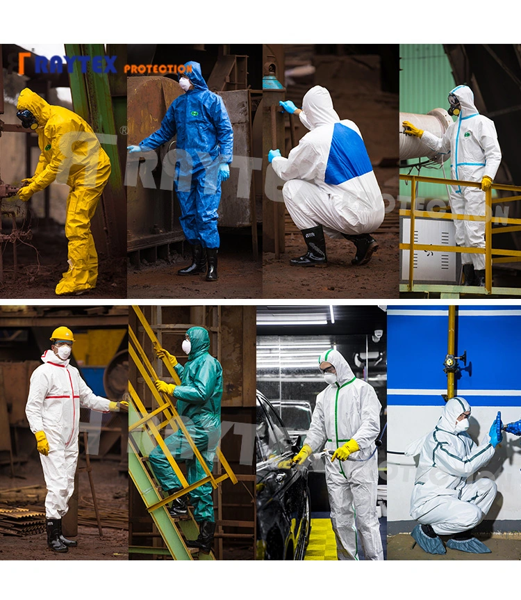 Chemical Workwear with Type4/5/6 Certificates Hot Sale Disposable Coverall Virus Hospital Protection Suit Protective with Hood Garment Ce&FDA