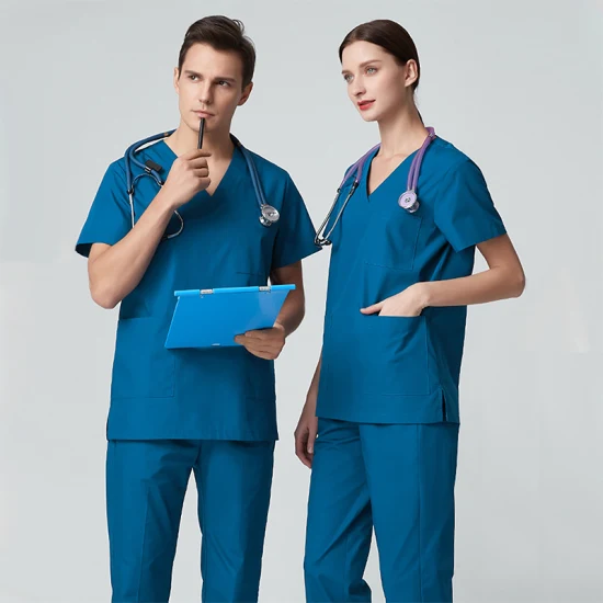 Custom 4 Way Stretch Spandex Stacked Pants Nurses Hospital Uniforms Nursing Scrubs Suit Uniforms Jogger Women Scrub Sets Uniform