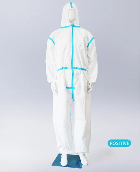 Hospital Medical Coverall Microporous Protective Workwear with Blue Tape