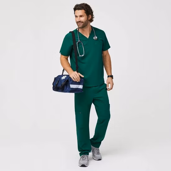 Fashionable Stretch Spandex Medical Scrubs Sets Nursing Uniform for Men