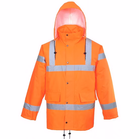 Outdoor Waterproof Reflective Safety Adjustable Hoodie Raincoat Hi Vis Safety Workwear Jacket